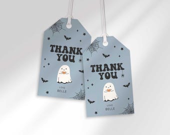 Editable Little Boo Ghost Favor Tags, Birthday Thank You (Digital Download)