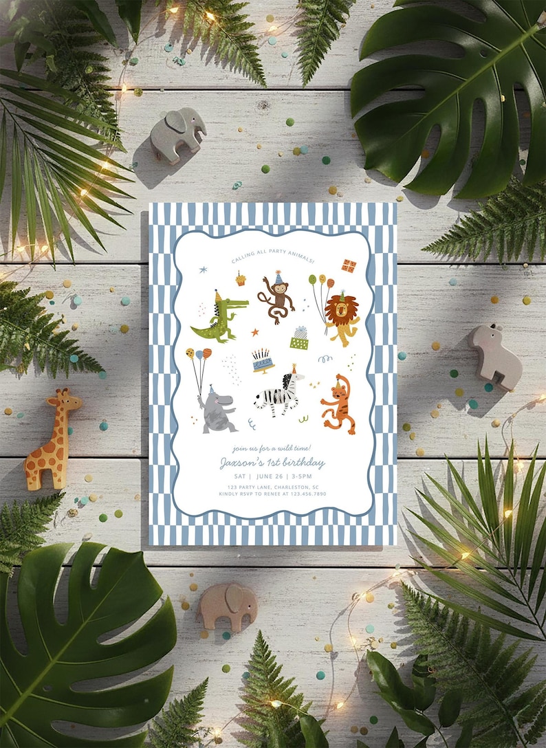 Calling All Party Animals Birthday Invitation, Safari Theme Invite Digital Download (Digital Download) image 11