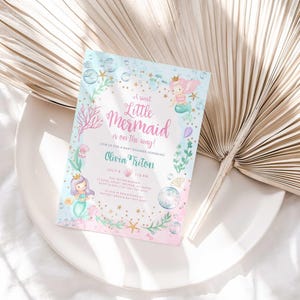 digital mermaid baby shower invitation