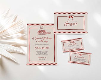 Pizza Baby Shower Invitation Bundle: Delivery on the Way Italian Theme (Digital Download)