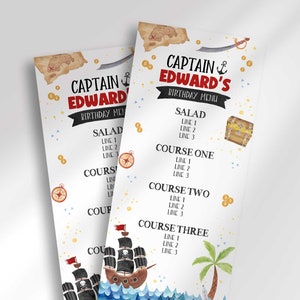 Editable Pirate Birthday Menu Template (Instant Download)
