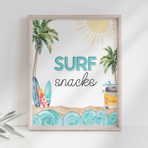 Surf Birthday Snack Sign | Instant Download | The Big One Party Signs