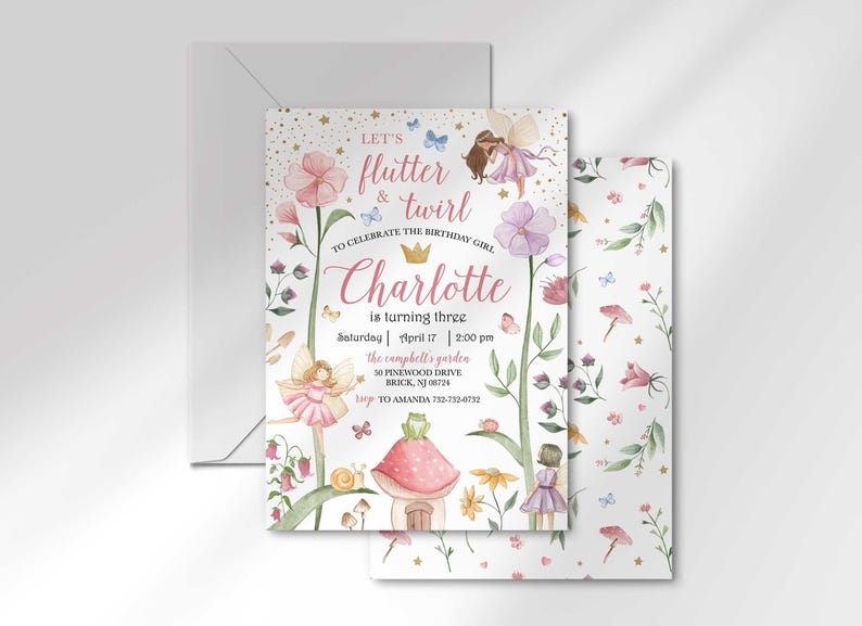 garden fairy birthday invitation