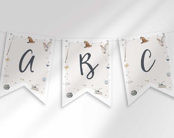 Banner de Letras de Bruxa Mágica para Decoração de Festas de Aniversário e Chá de Bebê (Download Digital)