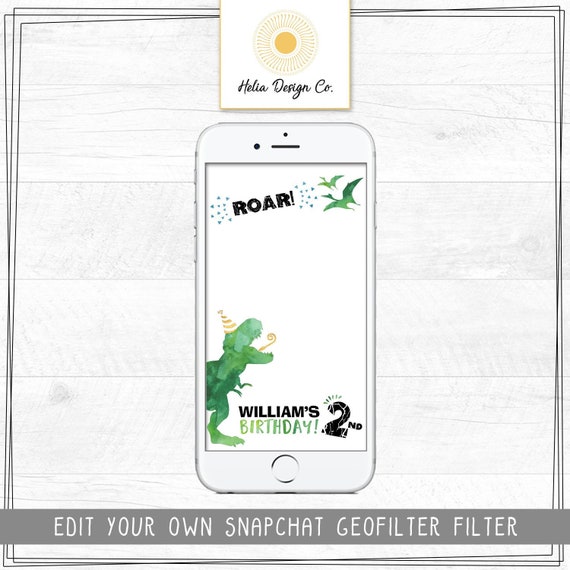 Dinosaur Birthday | Snapchat Geofilter | Personalized Filter | Edit Yourself at Corjl.com Il_570xn