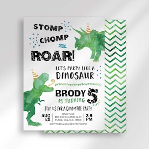 Dinosaur Birthday Invitation, Boy Jurassic Party Invite (Digital Download)