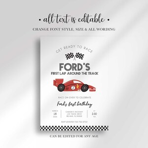 Modern Race Car Birthday Invitation
