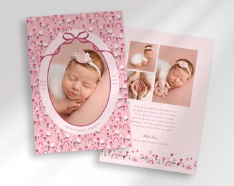 Pink Bow Baby Announcement (Digital Download)