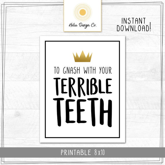 Where the Wild Things Are | Gnash with Terrible Teeth | Party Sign | First Birthday | Baby Shower | Instant Digital Download | Printable Il_570xn