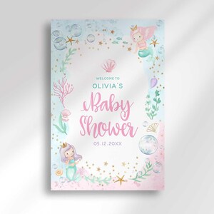 mermaid baby shower welcome sign