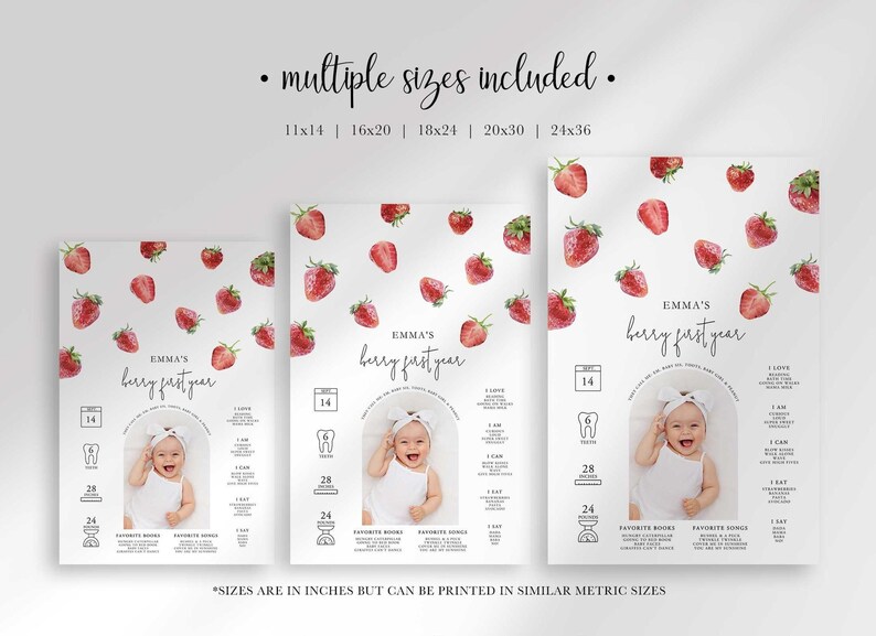 strawberry 1st birthday chart