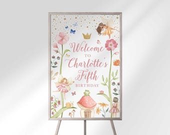 Editable Fairy Princess Welcome Sign Template Pink (Digital Download)