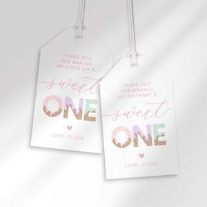 Etichette per bomboniere di primo compleanno a tema gelato "Sweet One" (download digitale) immagine 1