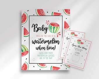 Watermelon Baby Shower Candy Guessing Game Printable Activity (Digital Download)