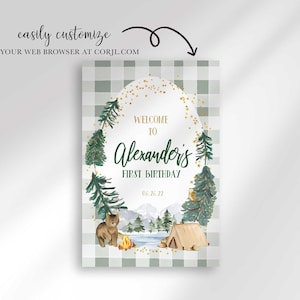 Camper First Birthday Welcome Sign: Editable Camp Theme (Digital Download) image 4