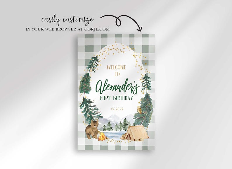 Camper First Birthday Welcome Sign: Editable Camp Theme (Digital Download) image 4