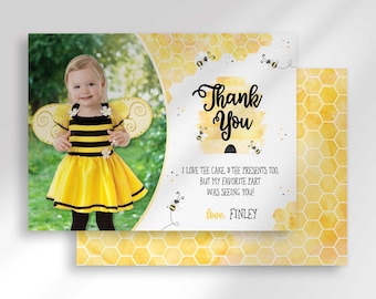 Bumblebee Thank You Card: Bee Birthday Party (Digital Download)