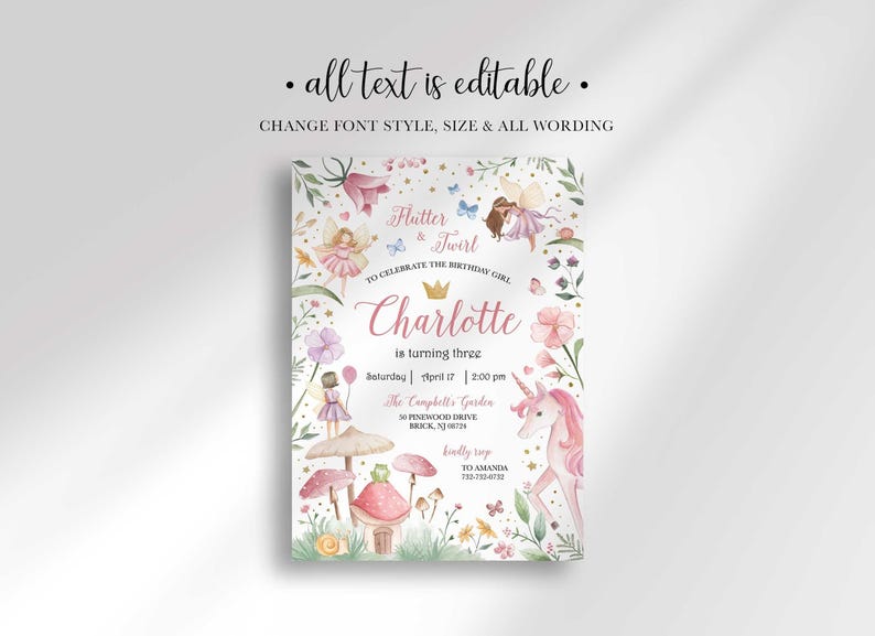 fairy invitation template
