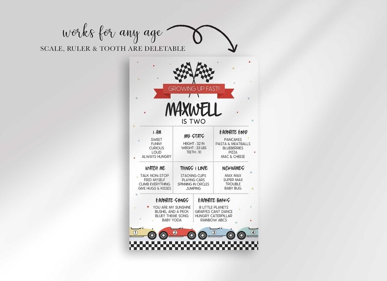 Race car first birthday board