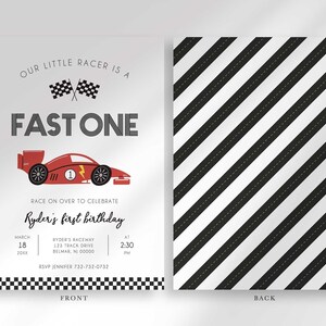 race car first birthday invitation