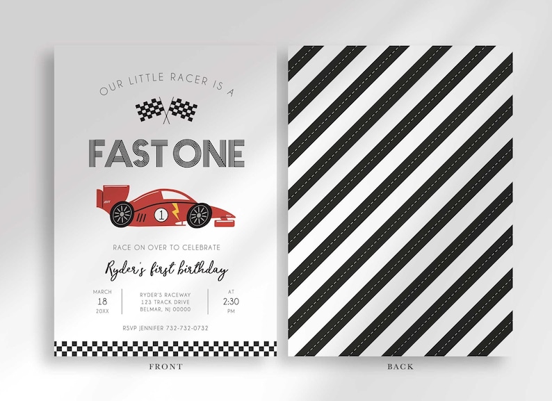 race car first birthday invitation