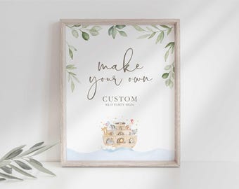 Customizable Noah's Ark Sign for Baby Shower, Baptism Nursery Decor (Digital Download)