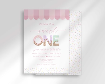 Sweet One Ice Cream 1st Birthday Invitation, Printable Sprinkle-Themed Digital Download
