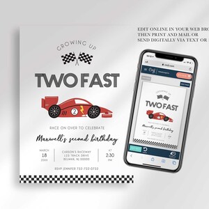 Digital Race Car Birthday Invitation