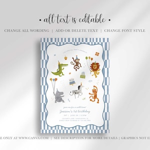 Calling All Party Animals Birthday Invitation, Safari Theme Invite Digital Download (Digital Download) image 8