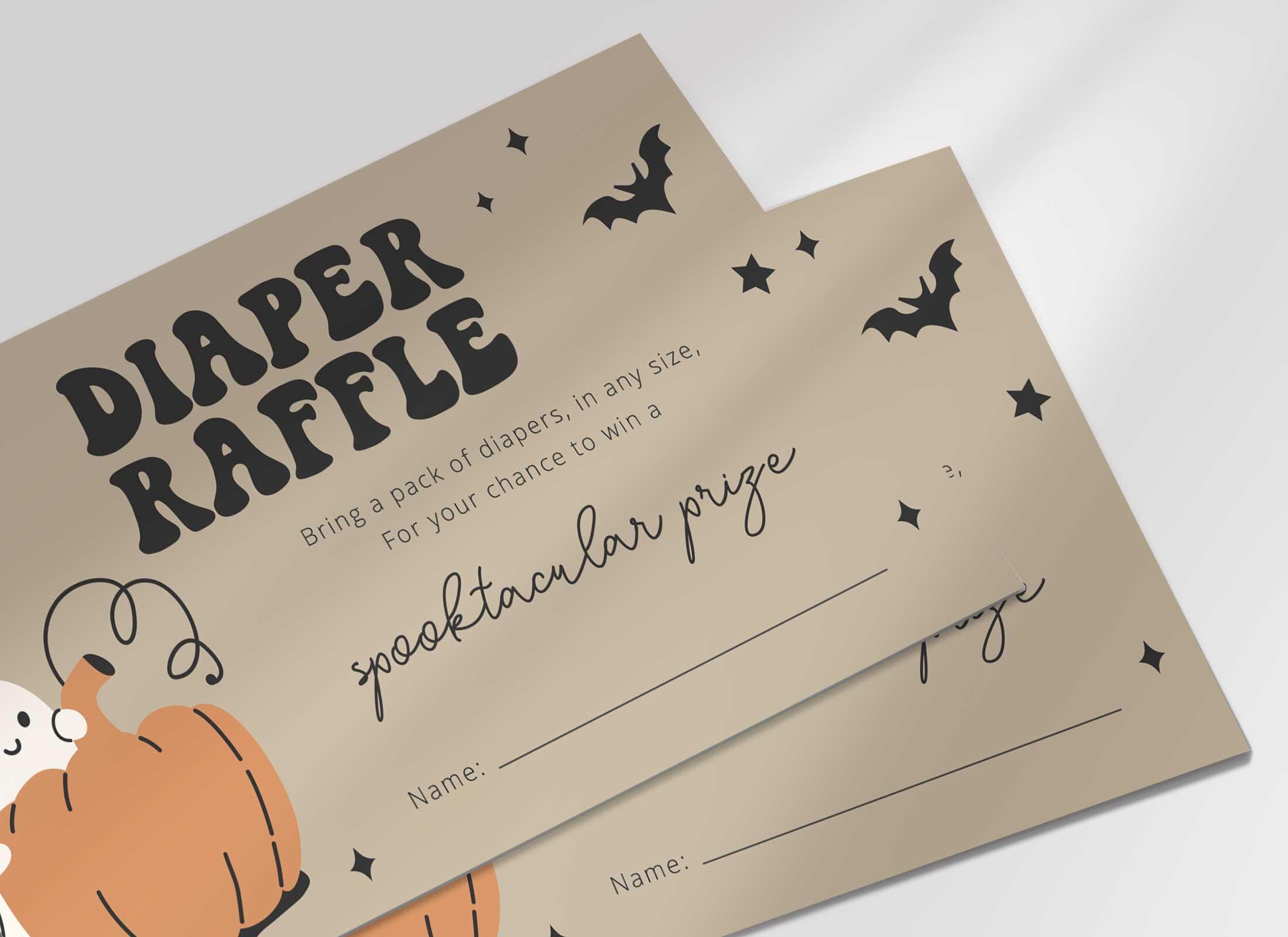 Spooky Raffle Little Boo Baby Shower Diaper Raffle Ticket, Spooky Ghost on the Way ...