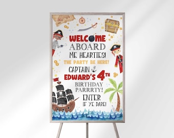 Pirate Birthday Welcome Sign: Pool Party Decor (Digital Download)