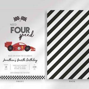 race car birthday invitation