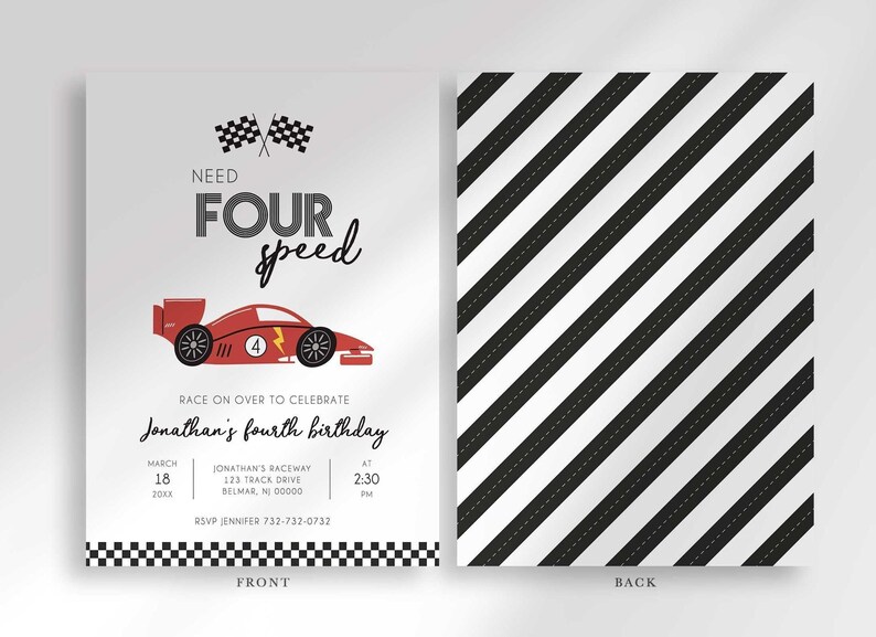 race car birthday invitation