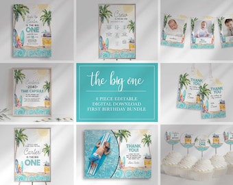 The Big One First Birthday Bundle: Surf's Up 1st (Digital Download)