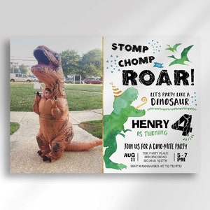 Edit Yourself Dinosaur Photo Birthday Invitation | Any Age | Instant Digital Download | Printable Invitation