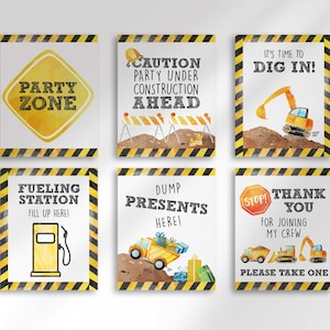 Construction Birthday Party Signs 8x10 | Caution | Dump Everything | Thank You | Fuel Station | Instant Download | Printable DIY