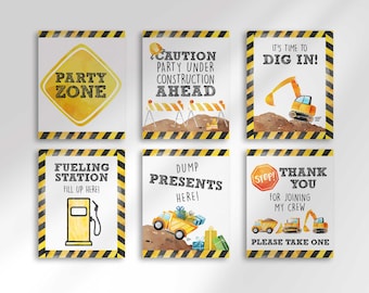 Construction Birthday Party Signs 8x10 | Caution | Dump Everything | Thank You | Fuel Station | Instant Download | Printable DIY | BC1