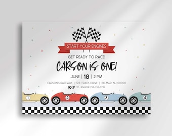Race Car Birthday Invitation Template: Any Age, Printable