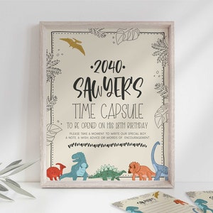 Editable Dinosaur Birthday Time Capsule Template | Edit and Print Yourself