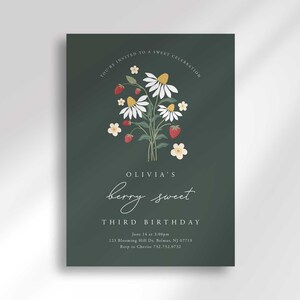 strawberry birthday invitation