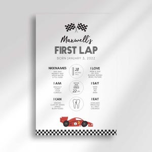 race car first birthday board