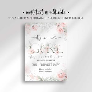 peony baby shower invitation