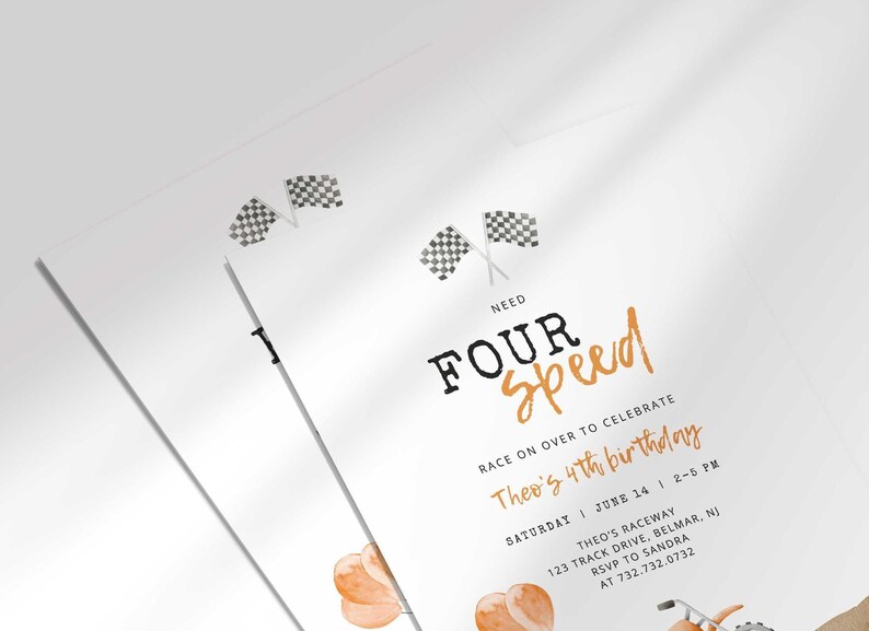 motocross fourth birthday invitation