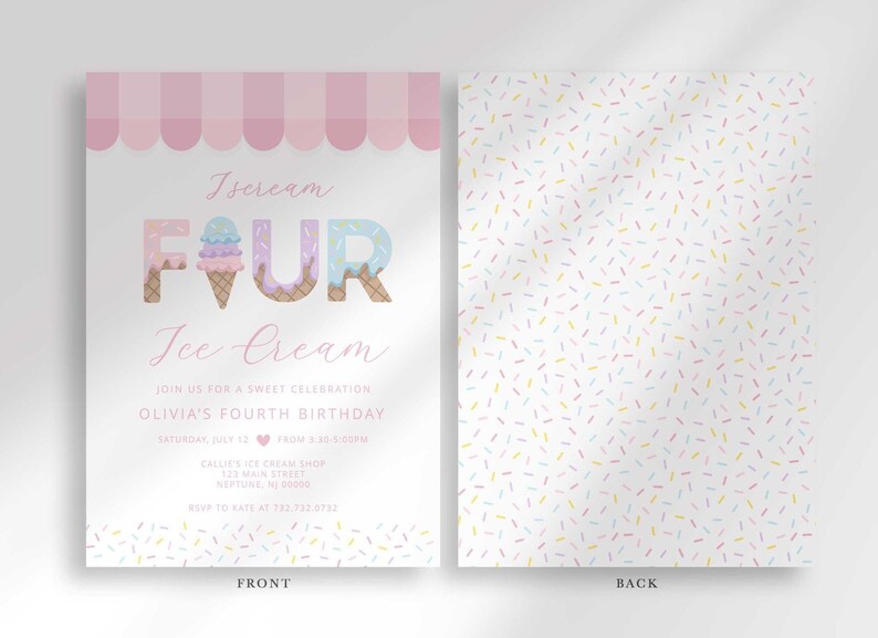 ice cream parlor birthday invitation