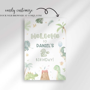 Editable Dinosaur Welcome Poster Template for Instant Download | Create ...