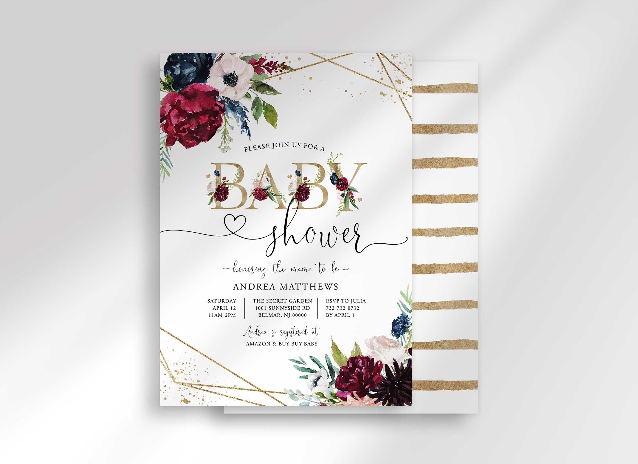 Andréa Et Vincent Page De Garde Editable Baby Shower Invitation Template to Edit Yourself at - Etsy