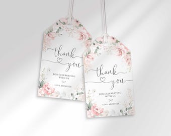 Editable Pink Floral Thank You Tags (Digital Download)
