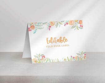 Editable Peach Table Labels: Baby Shower, Birthday (Digital Download)