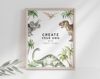 Editable Dinosaur Party Sign Package, Jurassic Pack (Digital Download)