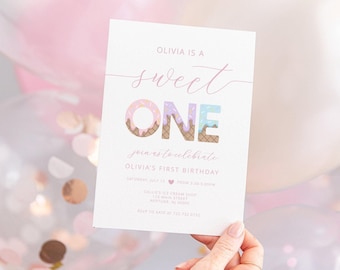 Sweet One Ice Cream Birthday Invitation, Pink Blue Sprinkles 1st Party